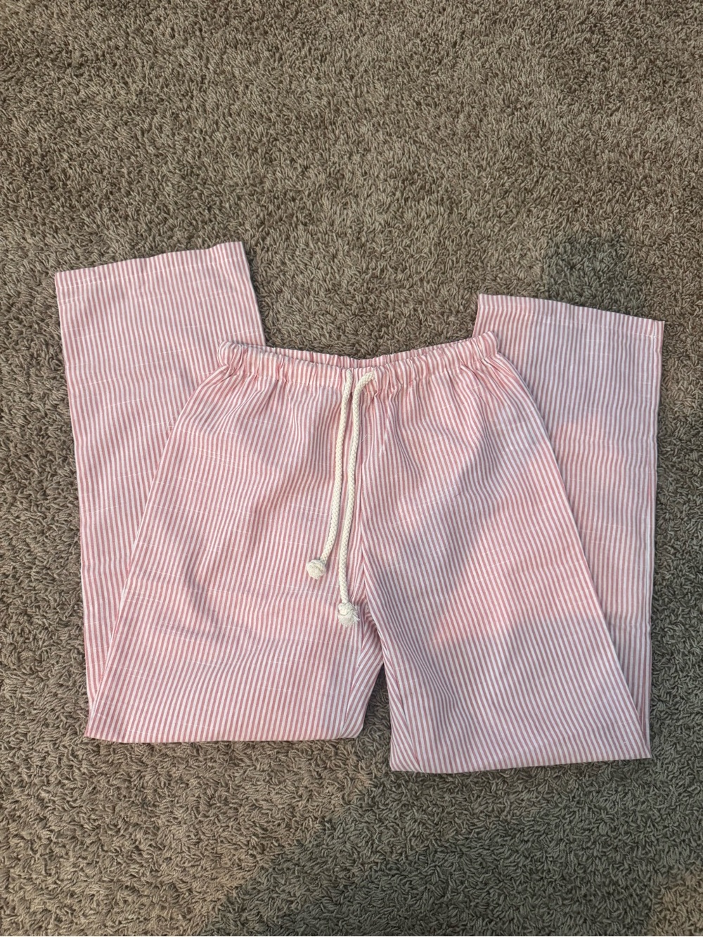 SHEIN Pink & White Striped Drawstring Jogger Pants